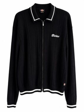 Dickies Men’s L Black Full Zip Knit Cardigan Sweater 100% Cotton